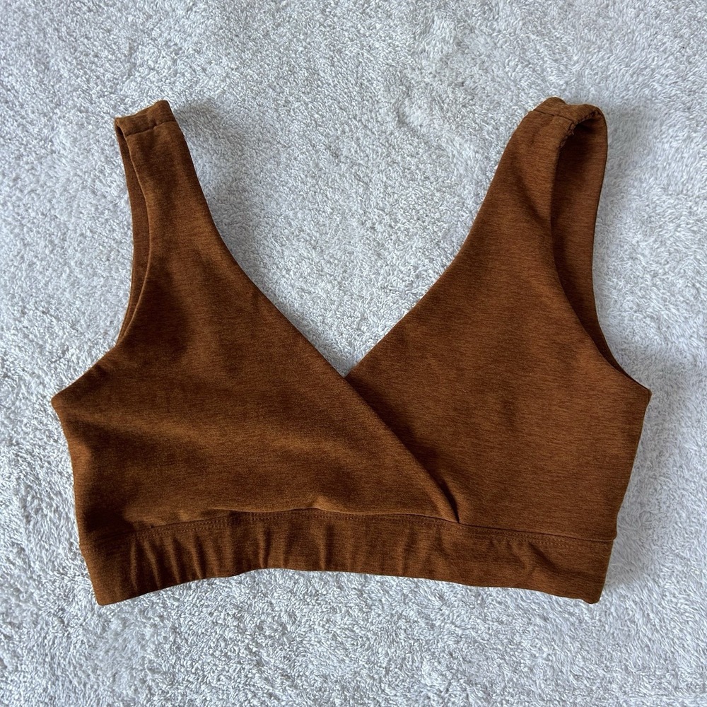 Beyond Yoga Spacedye Crossover Sports Bra Size Small Clove Brown Heather EUC